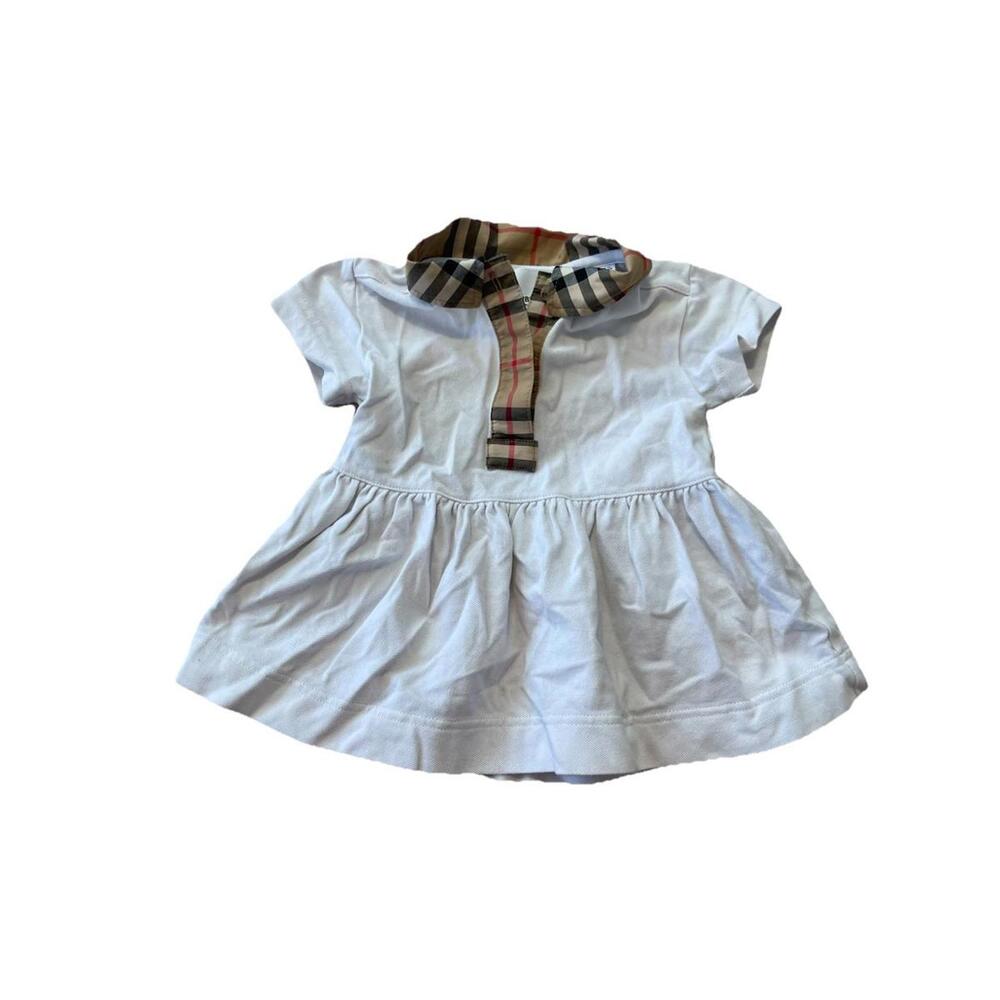 Burberry Check Trim Dress set. Baby Girl. White. Size 3 Months. Cotton. H81